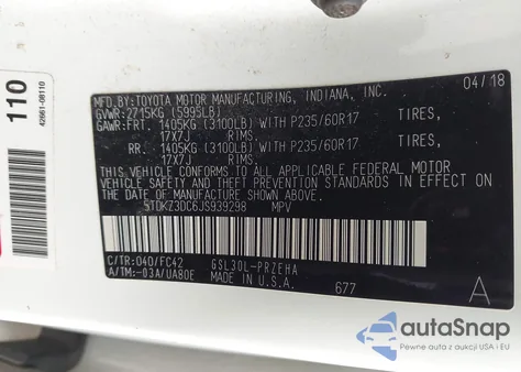 2018 Toyota Sienna Le 8 Passenger из США, поврежденный, VIN 5TDKZ3DC6JS939298